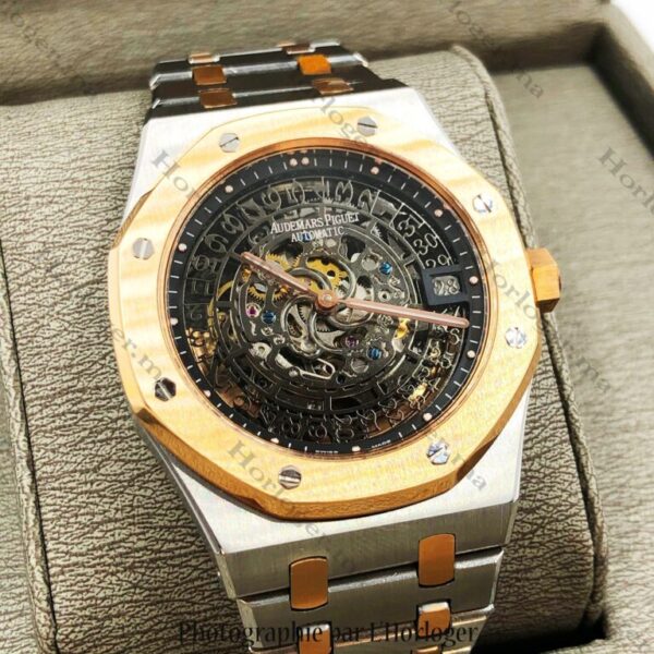 Audemars Piguet Royal Oak Golden Silver Transparent Black Dial - Image 3